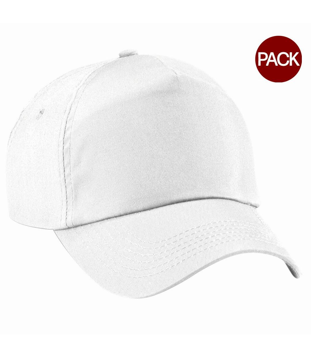 Lot de 2  casquettes de baseball adulte blanc Beechfield-1