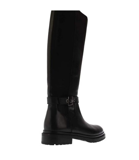 Womens/ladies teller casual leather knee-high boots black Dune London