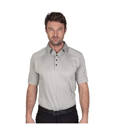 Mens Topstitched Golf Polo Shirt Battleship Grey Island Green