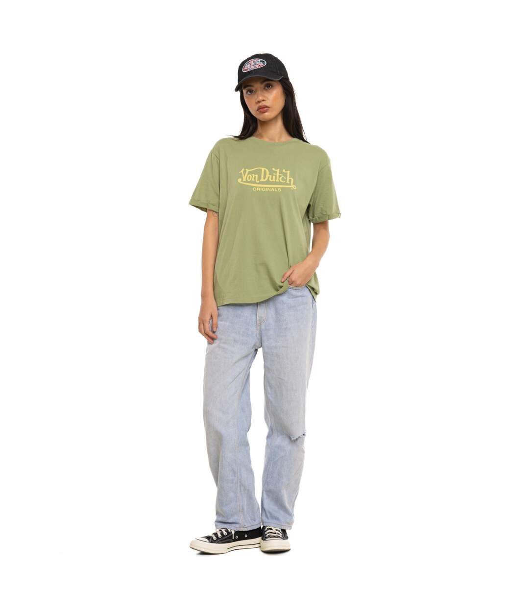 T-shirt femme regular col rond print devant Wash Vondutch-4