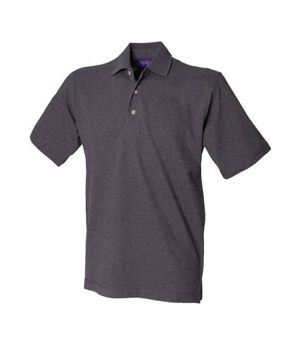 Henbury Mens Classic Cotton Pique Heavy Polo Shirt (Charcoal)
