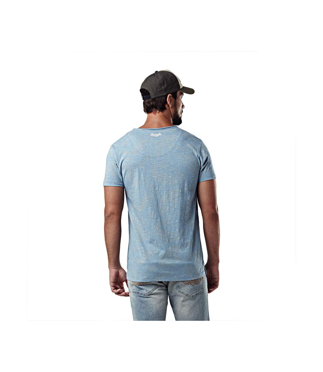 T-shirt homme col v avec traitement en coton Ron Vondutch-3