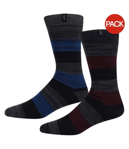 Lot De 2  Chaussettes Motif/style Blocs De Couleurs Homme Gris Bleu Cobalt Bordeaux Foncé Lee