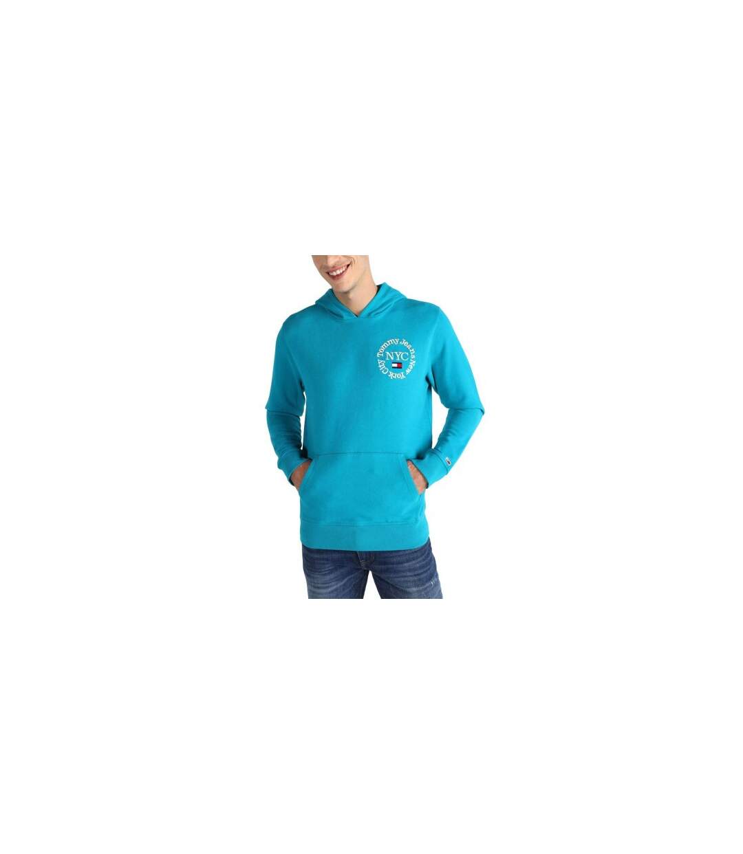 Sweat À Capuche Motif/style Logo Homme Bleu Sarcelle Tommy Hilfiger-1