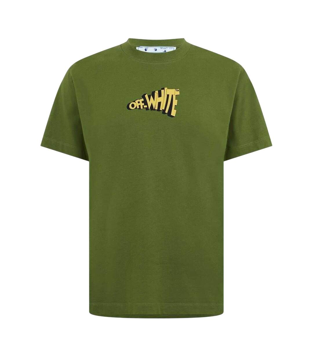 Mens Logo Slim T-shirt Green Yellow Off White-1