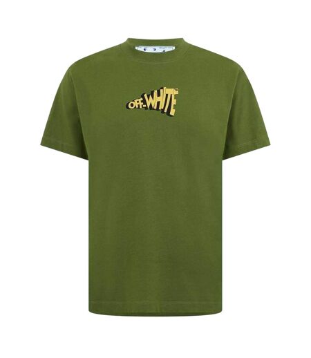 Mens Logo Slim T-shirt Green Yellow Off White