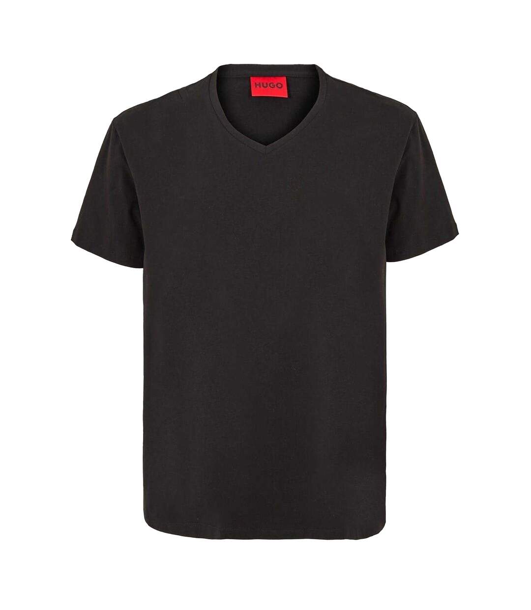 Mens Plain V Neck T-shirt Black Hugo-1