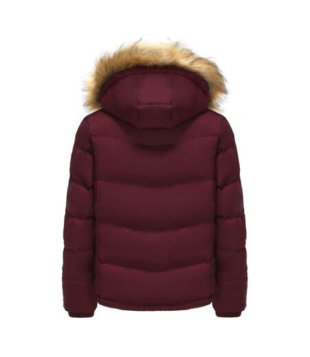 Womens/ladies Bubble Puffer Jacket Burgundy SoulCal