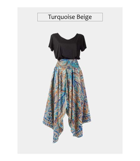 Jupe longue fendue bohème ZELY imprimé ethnique Coton Du Monde