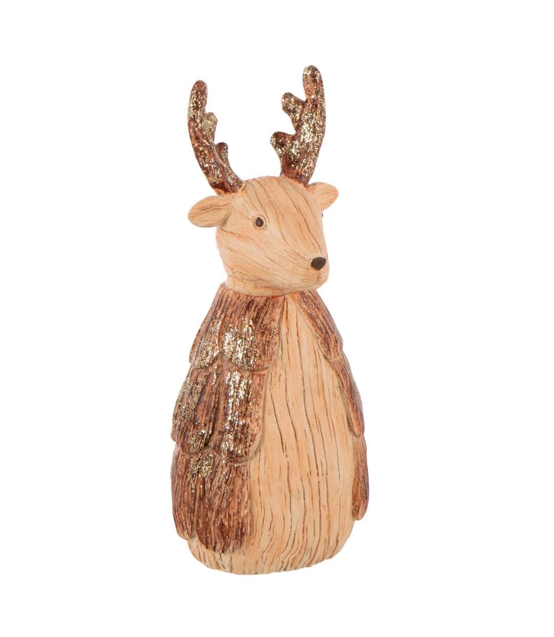 Statuette Déco Renne Imitation Bois 26cm Camel-1