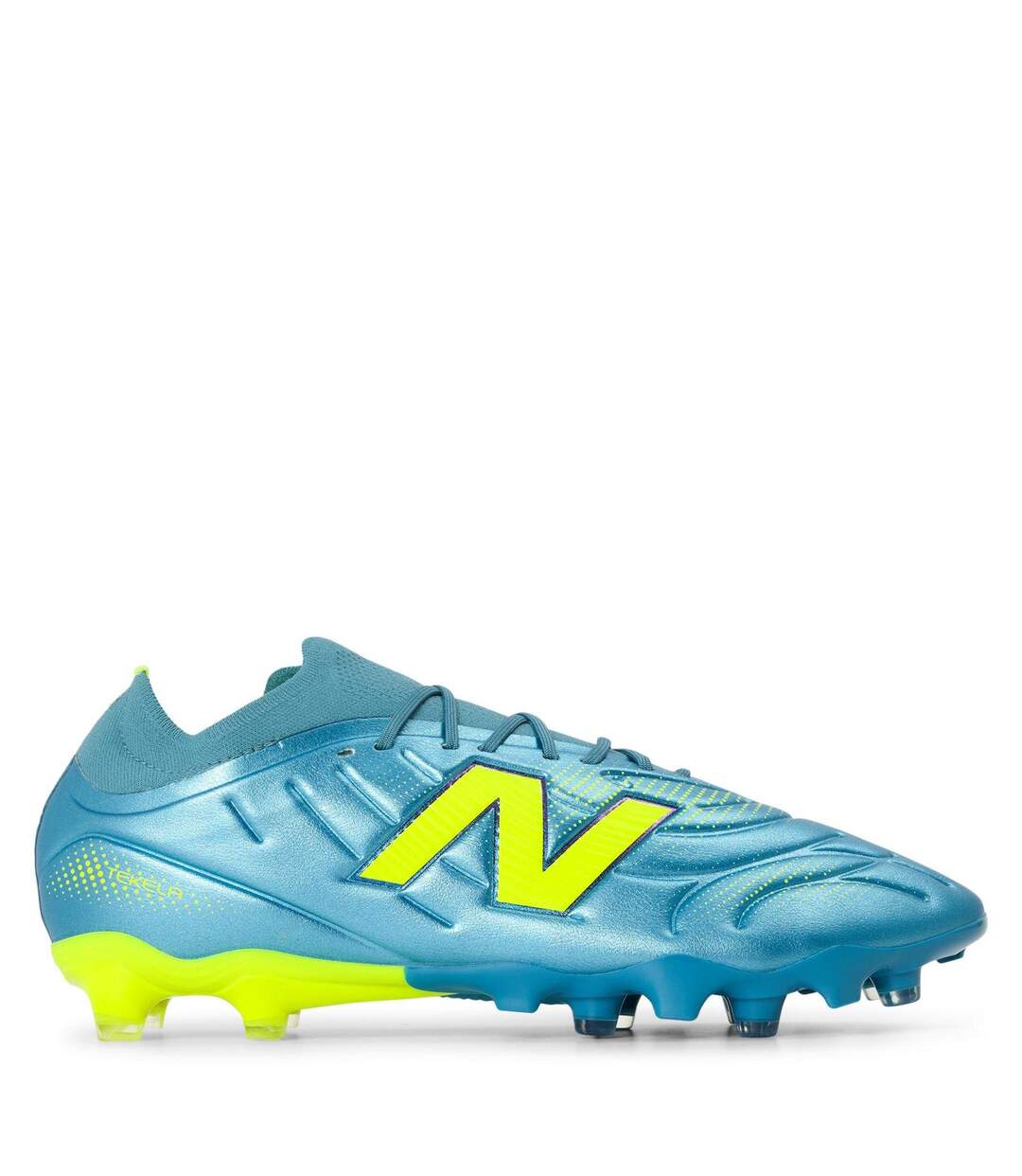 Chaussures De Foot Pour Terrain Ferme Tekela Team Low Fg V5 Homme Bleu Vert Clair Vif New Balance-1