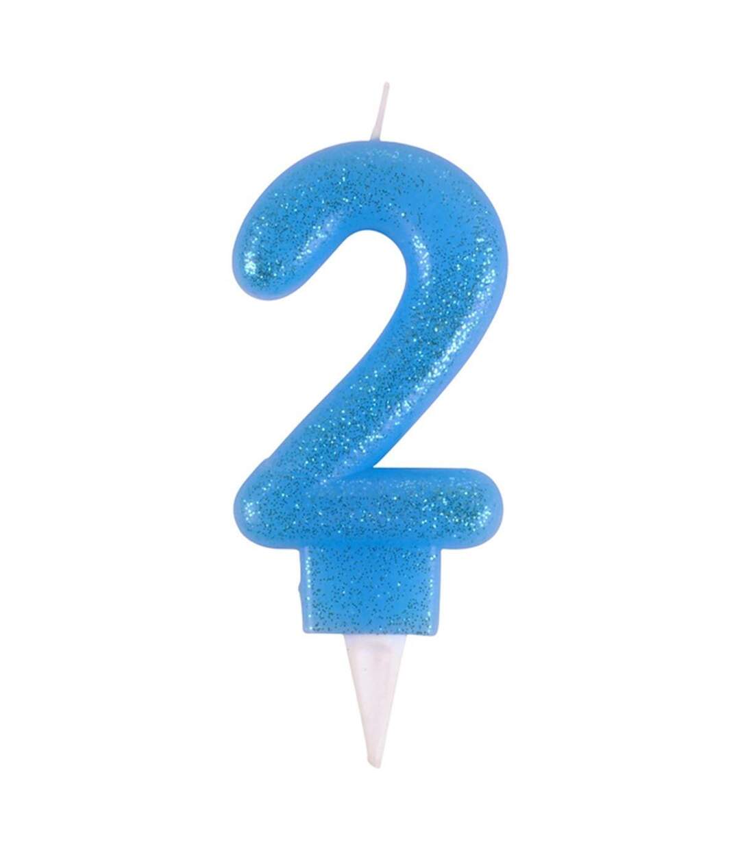 Bougie d'Anniversaire Paillette Chiffre 2 7cm Bleu-1