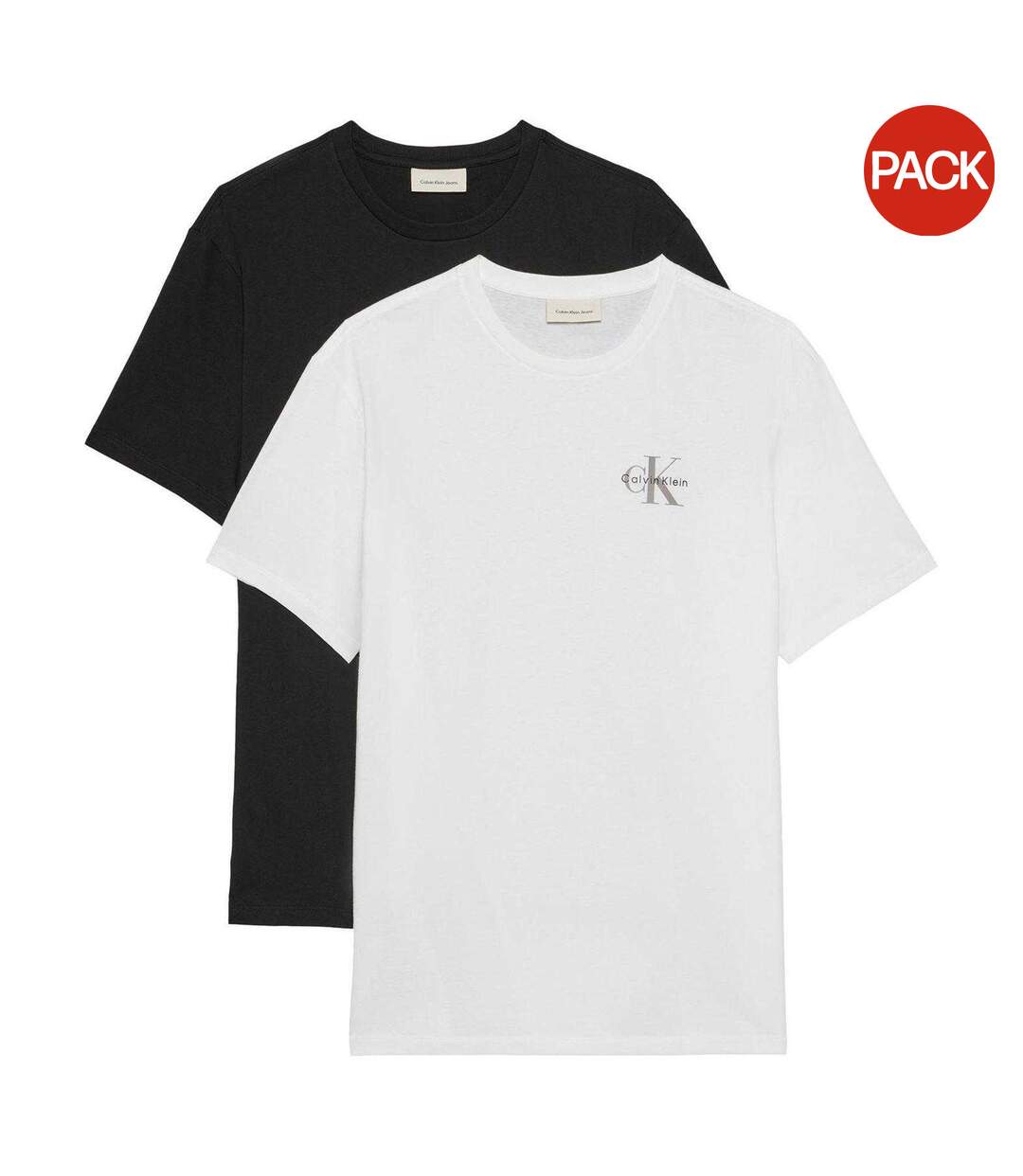 Lot De 2  T-shirts Motif/style Micro Homme Noir Blanc Calvin Klein-2