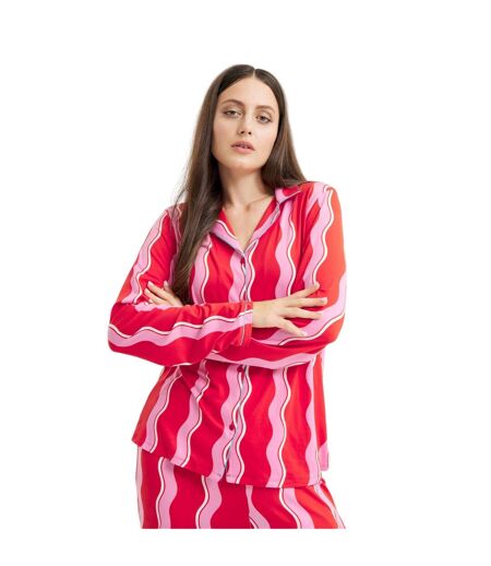 Ensemble De Pyjama Long Motif/style Gribouillis Femme Rose Urban Threads