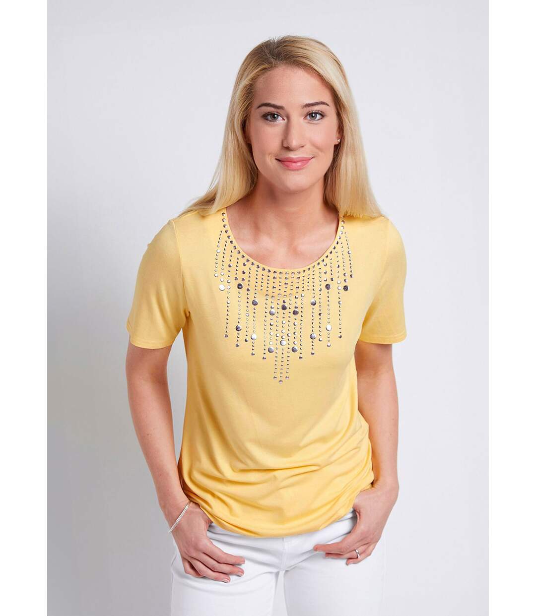 T-shirt manches courtes clouté fantaisie-1