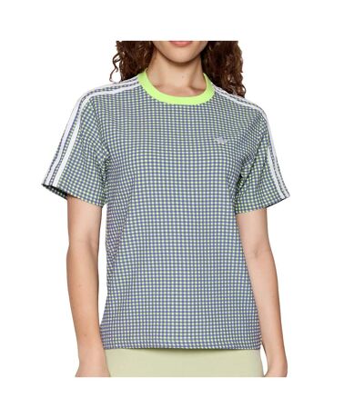 T-shirt à carreaux Violet/Vert Femme Adidas Gingham