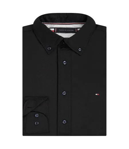 Mens Core Flex Poplin Long-sleeved Shirt Black Tommy Hilfiger