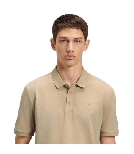 Mens Logo Pique Polo Shirt Beige Hugo