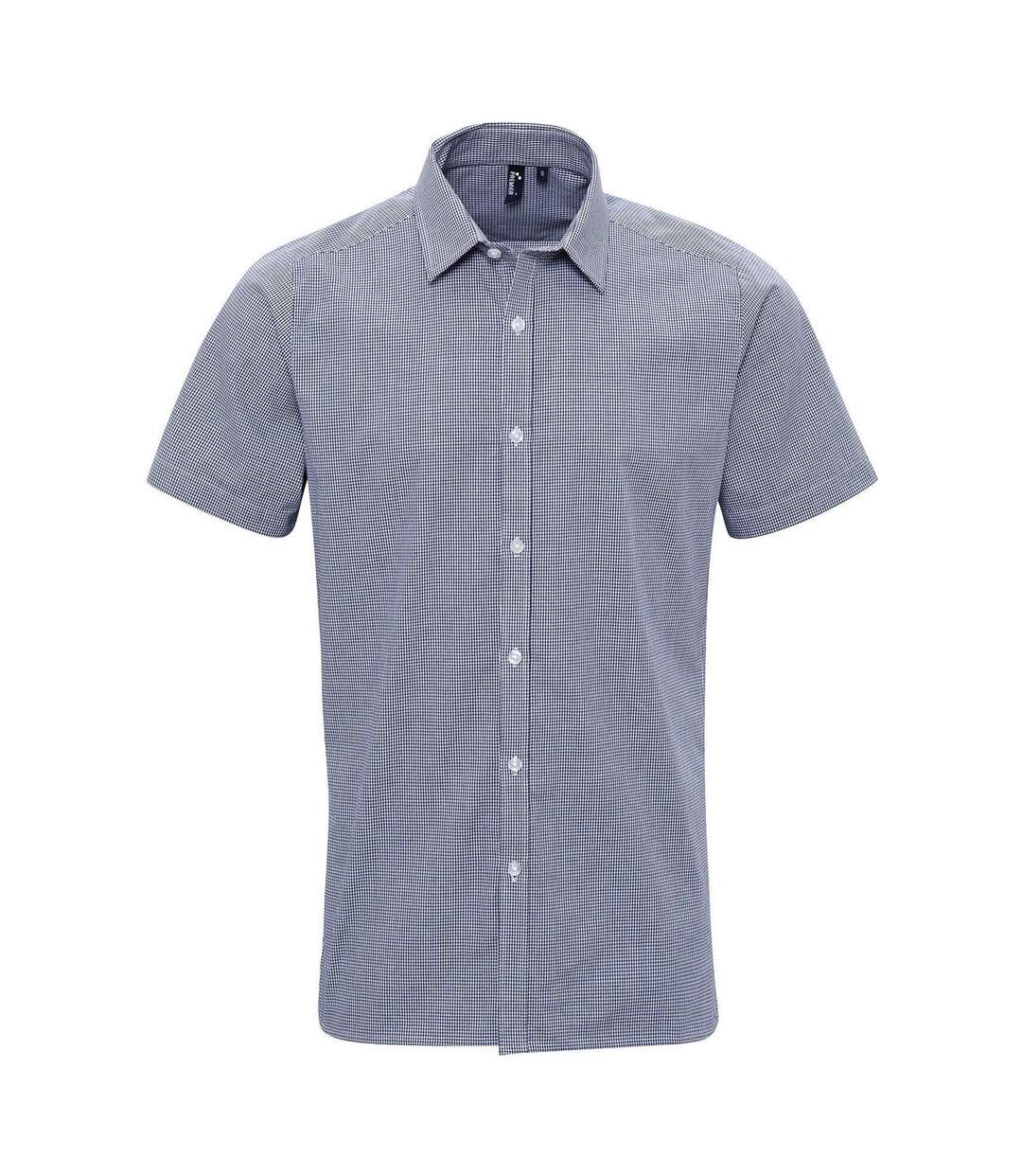 Chemise à carreaux manches courtes - Homme - PR221 - bleu marine-1