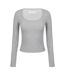 Womens/ladies Plain Square Neck Fitted Long-sleeved T-shirt Grey Marl Marl Jack Wills-1