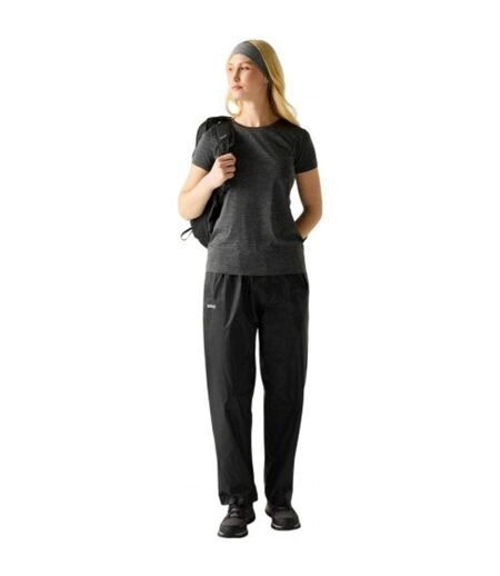 Womens/ladies Waterproof Straight Leg Over Trousers Black Regatta