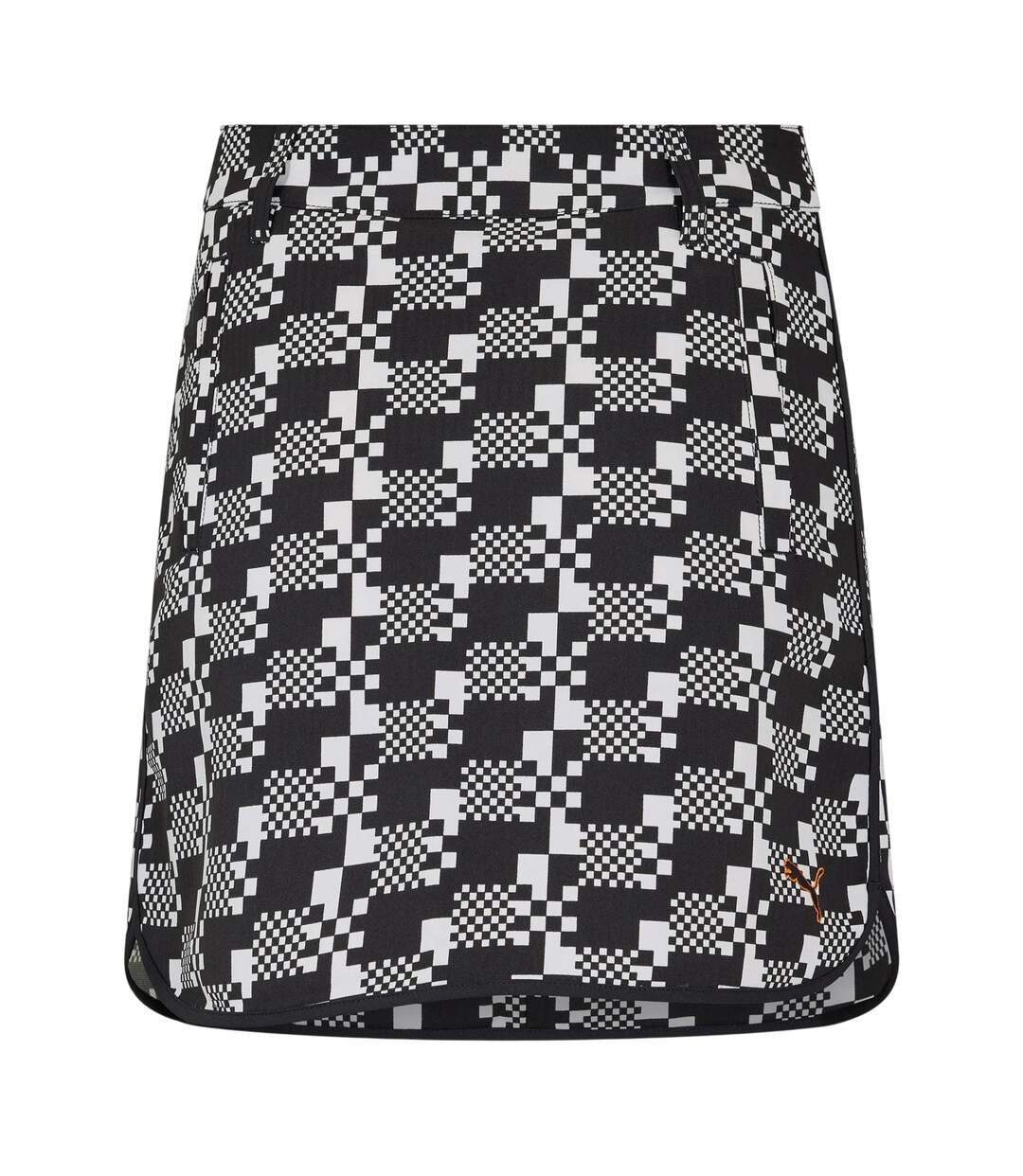 Womens/ladies Houndstooth Golf Skort Black Puma-2