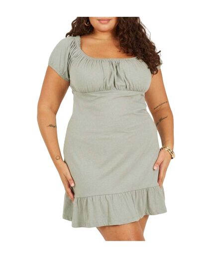 Robe Courte Manches Courtes Femme Vert De Gris Clair Brave Soul