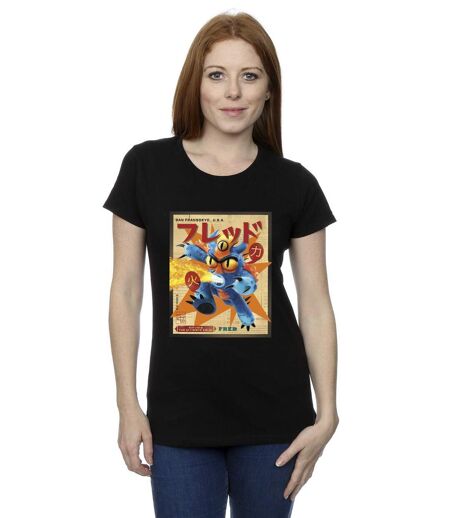 Disney - T-shirt BIG HERO BAYMAX FRED NEWSPAPER - Femme (Noir) - UTBI13108