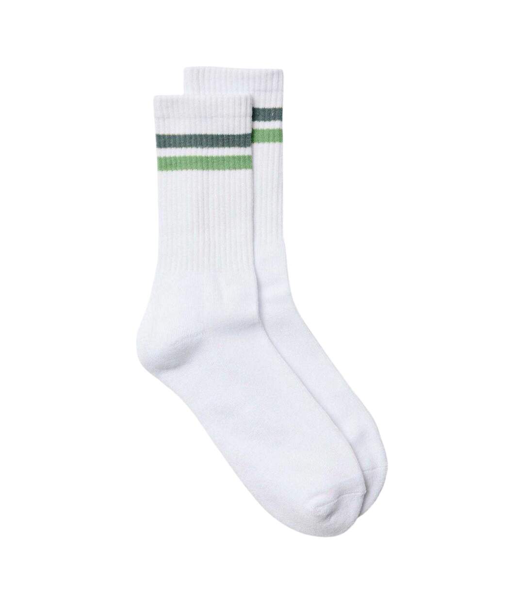 Mens Sport Crew Socks White Green Vero Moda-1