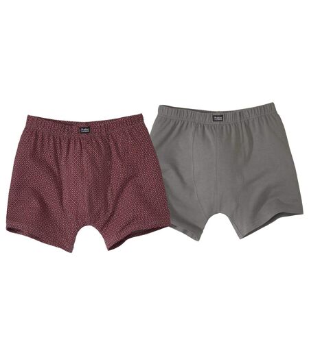 Pack of 2 Men's Stretch Boxers - Grey, Burgundy