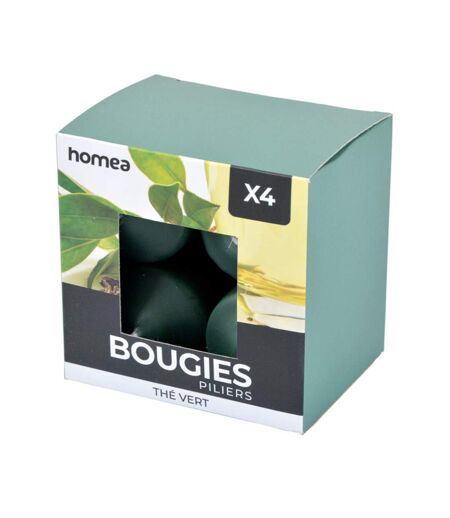 Lot de 4 Bougies Pilier Essentiel II 6cm Thé Vert