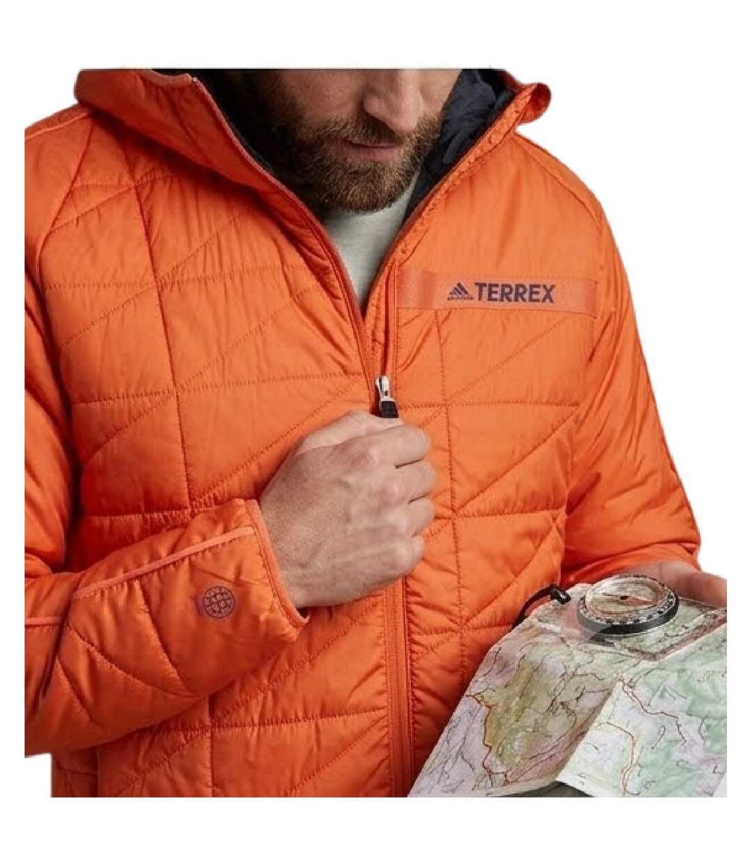 Mens Puffer Jacket Orange Adidas-4