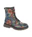 Womens/ladies Ambretta Floral Zip Boots Blue Cipriata-1