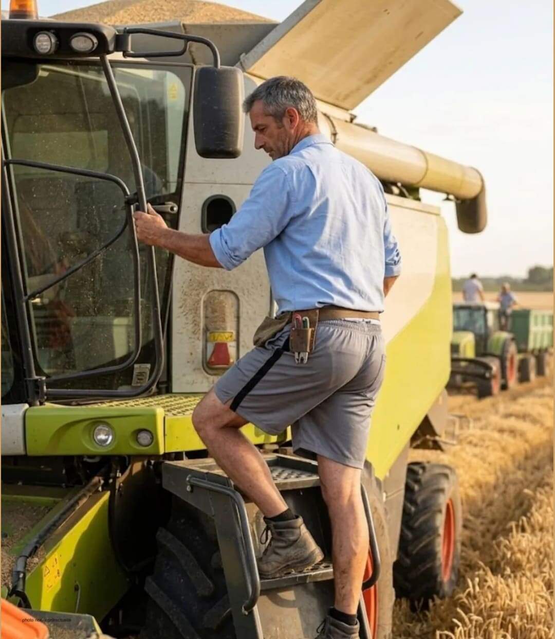 Short homme CHALLENGER 8L gris noir : le short en coton ultra-confortable spécial moisson-5