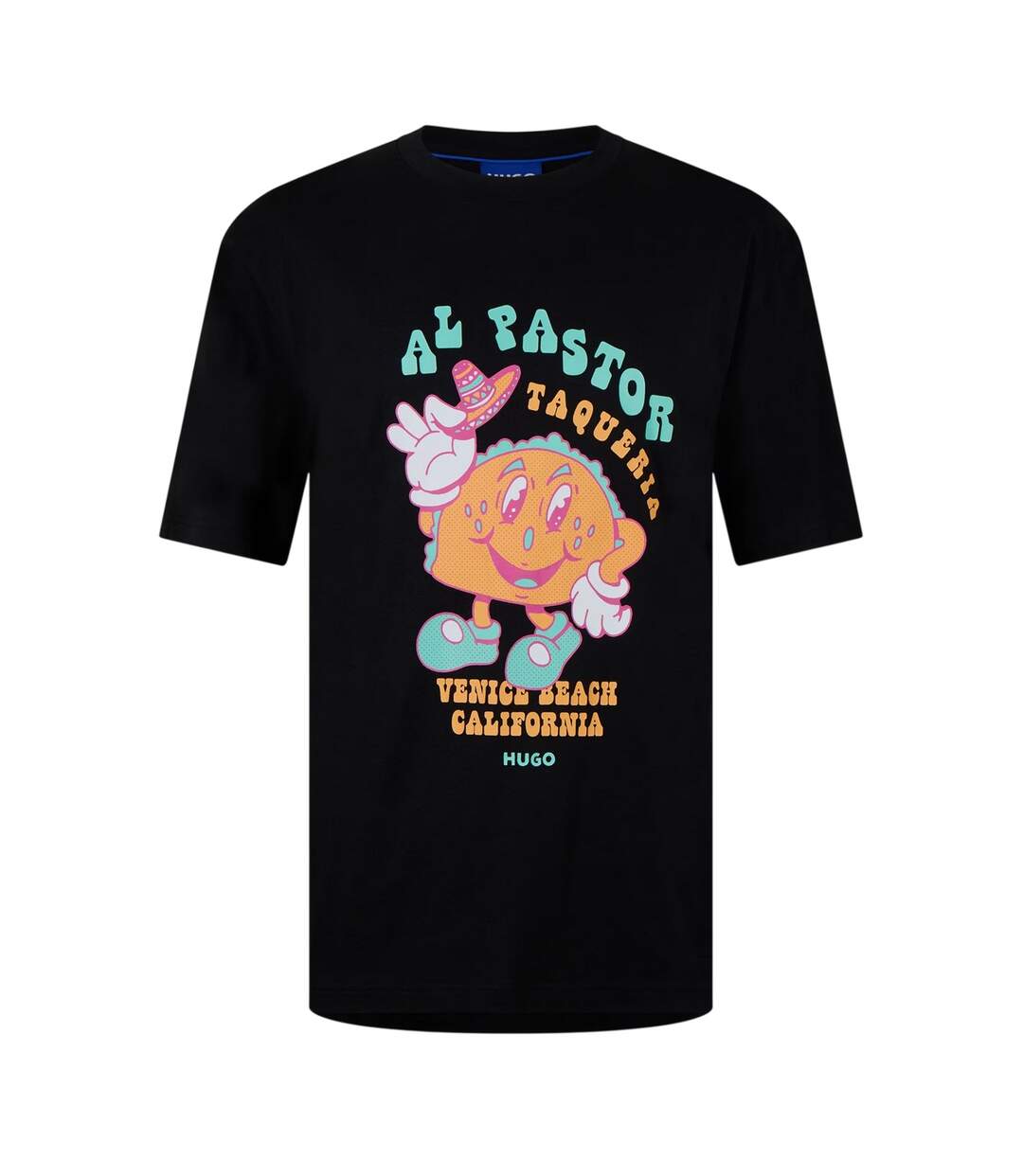T-shirt Motif/style Imprimé Graphique Genie Homme Noir Hugo-1