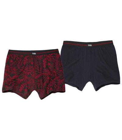 Men's Pack of 2 Red & Black Boxer Shorts