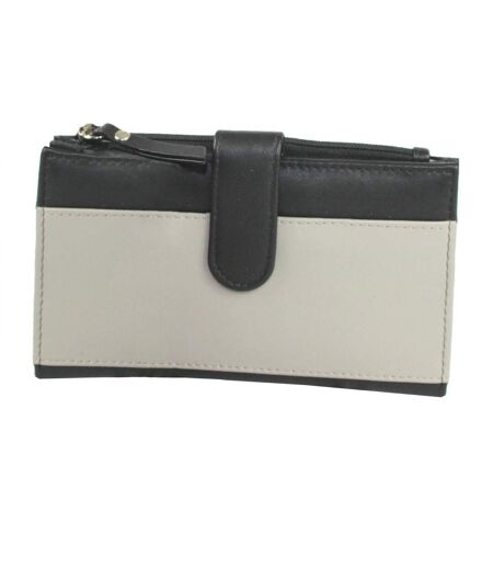 Womens/ladies Mae Leather Purse One Size Black Light Grey Eastern Counties Leather