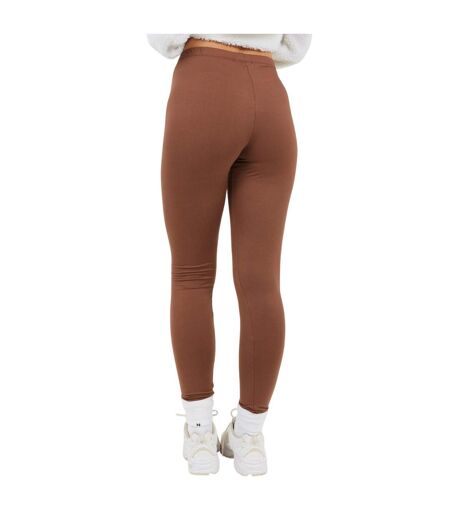 Womens/ladies Polyester Plain Leggings Chocolate Brave Soul