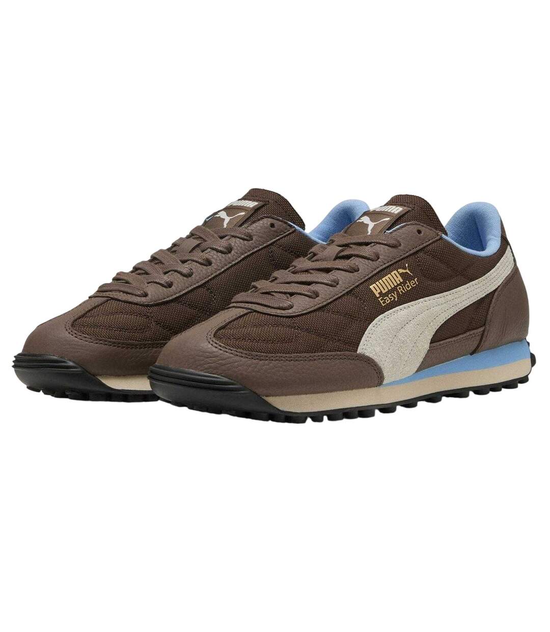 Womens/ladies Easy Rider Suede Trainers Brown Blue Puma-4