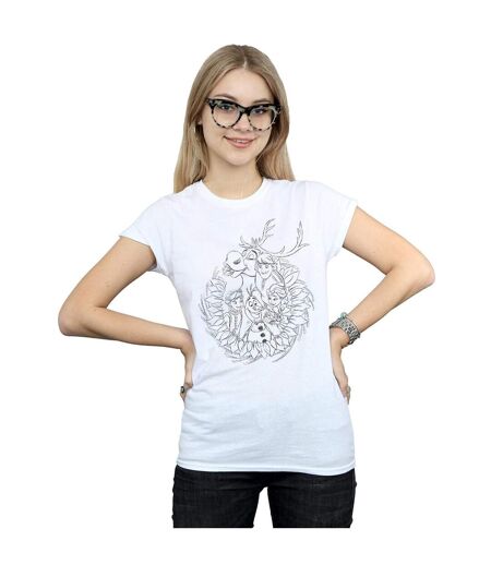 Disney T-shirt en coton Womens/Ladies Frozen Friends Wreath (Blanc) - UTBI22040