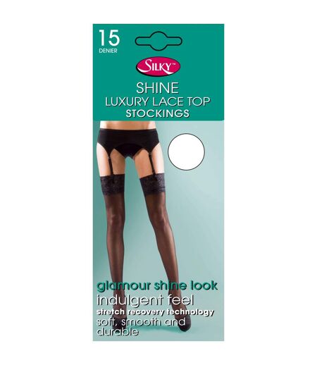 Silky Womens/Ladies Shine Lace Stockings (1 Pair) (White)
