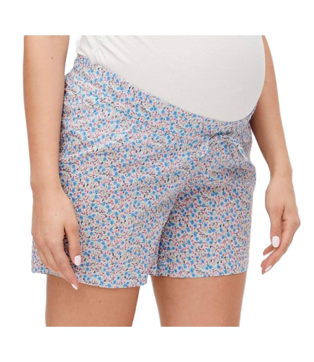 Short de grossesse blanc/bleu femme mamalicious ginger-1