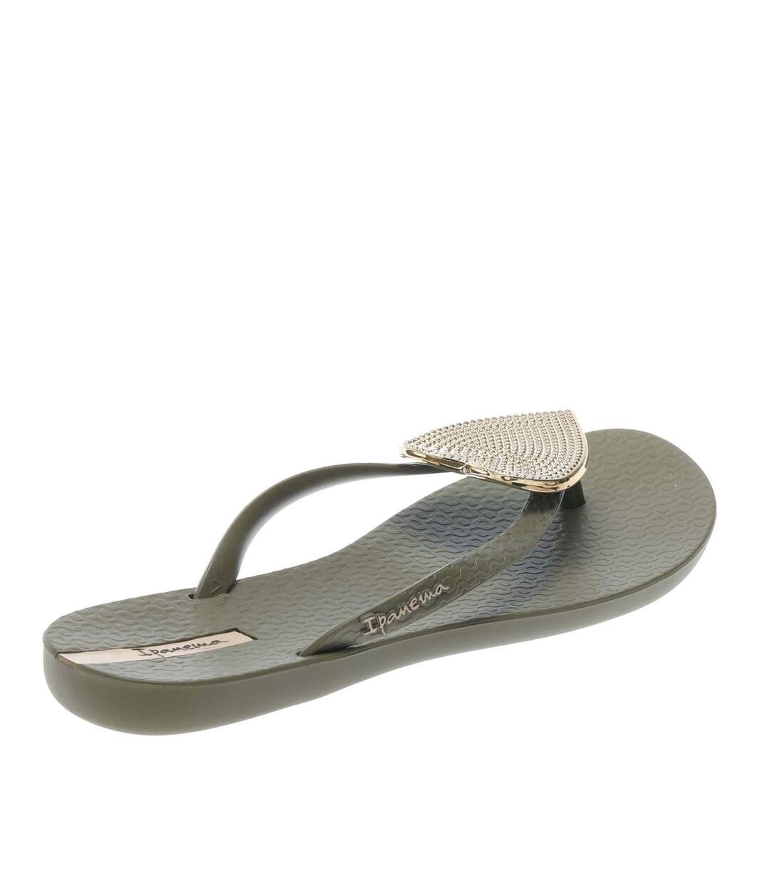 Womens/ladies heart maxi sandals khaki green Ipanema-4
