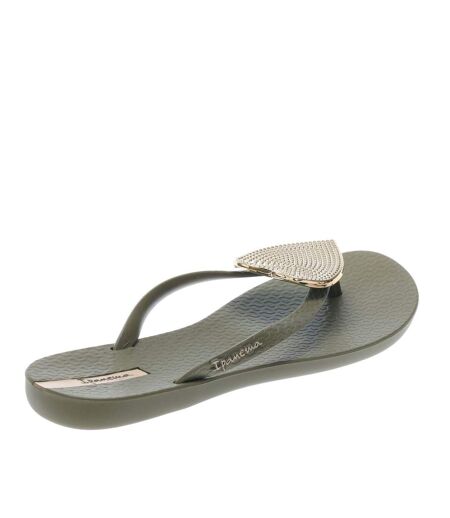 Womens/ladies heart maxi sandals khaki green Ipanema