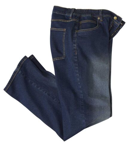 Men's Blue Regular Stretch Jeans - Elasticated Waist
