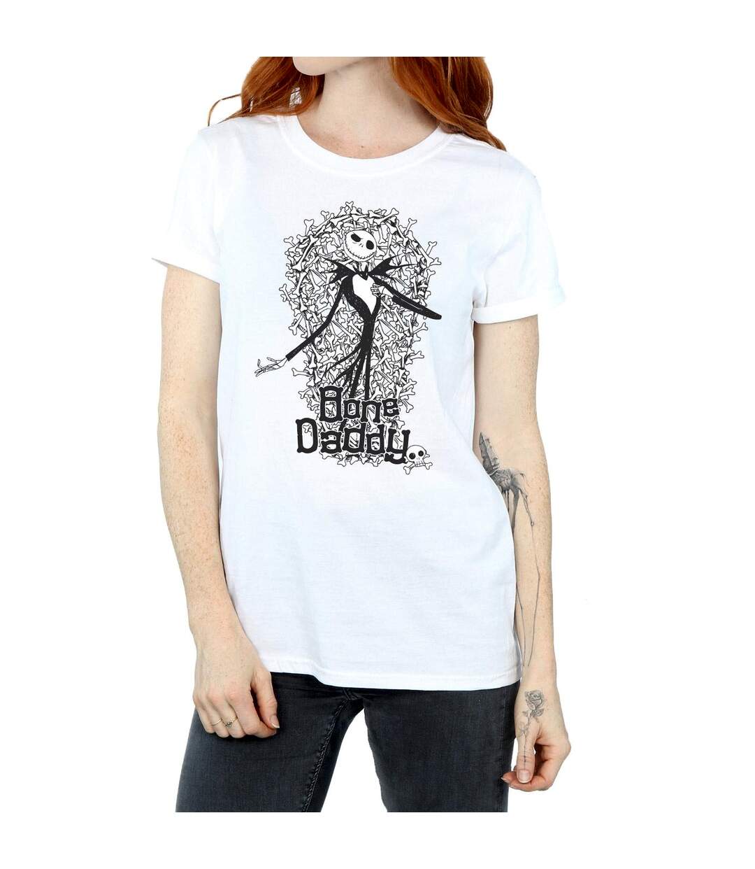 Disney Womens/Ladies Nightmare Before Christmas Bone Daddy Cotton Boyfriend T-Shirt (Blanc) - UTBI41437-3