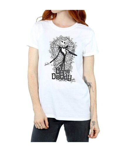 Disney Womens/Ladies Nightmare Before Christmas Bone Daddy Cotton Boyfriend T-Shirt (Blanc) - UTBI41437