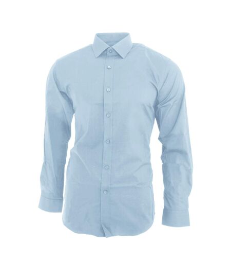 Brook Taverner Mens Pisa Long Sleeve Slim Fit Shirt (Sky Blue)