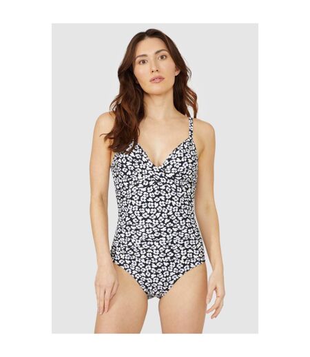 Debenhams Womens/Ladies Ditsy Print Twisted One Piece Bathing Suit (Black) - UTDH412