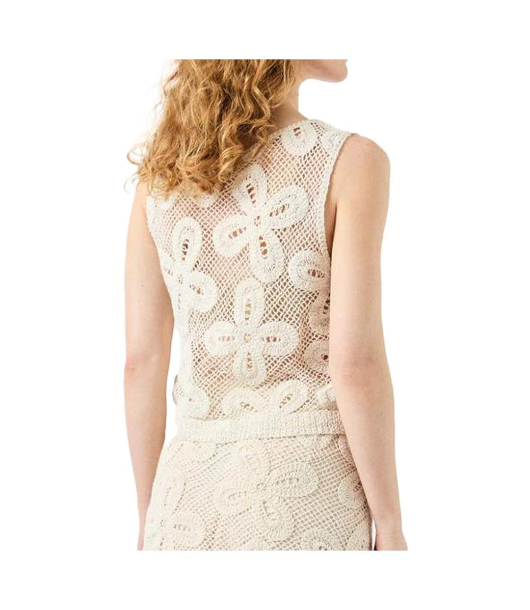 Débardeur beige femme yas crochet-2